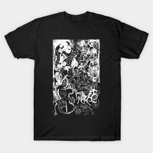 Abstract Ink Drawing #9 Black T-Shirt